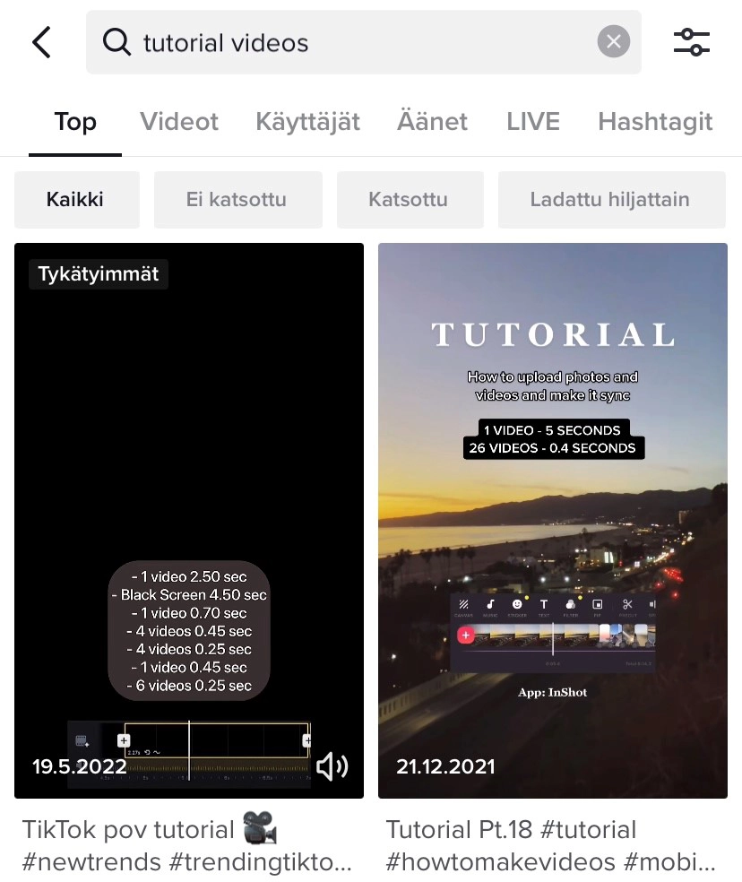 Perehdytysvideoita TikTokissa